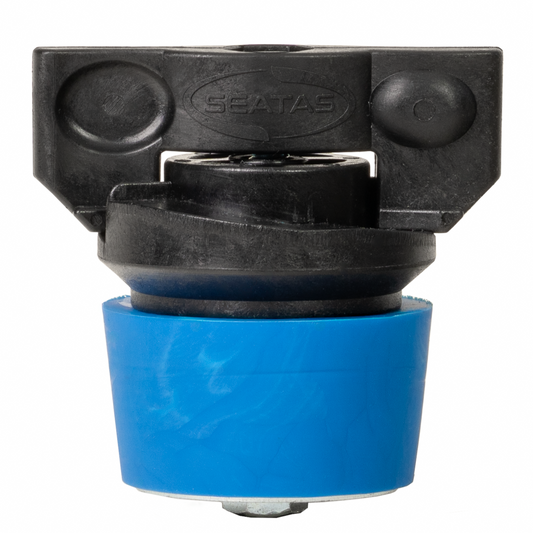 Blue and black Quickplug on a white background