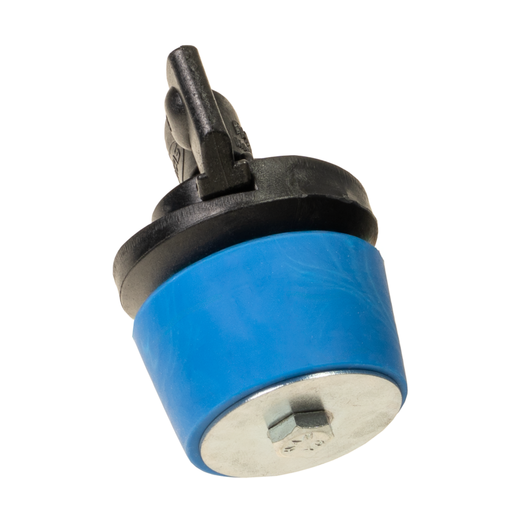 Blue and black Quickplug on a white background